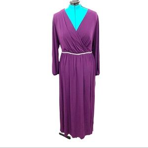 NWT Alexa B Dress Gown Purple Long Sleeves V Neck 20W NWT